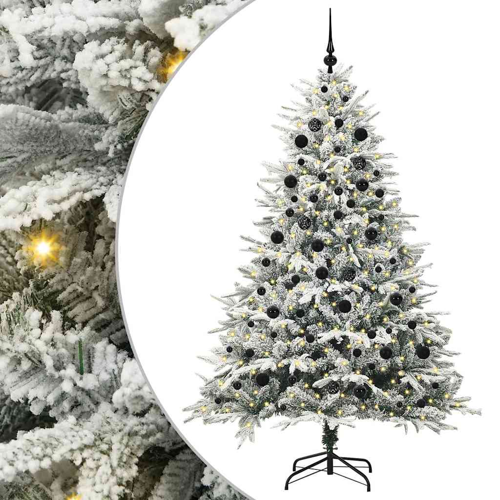 Kunstigt præ-dekoreret juletræ med kuglesæt Grøn 210 cm