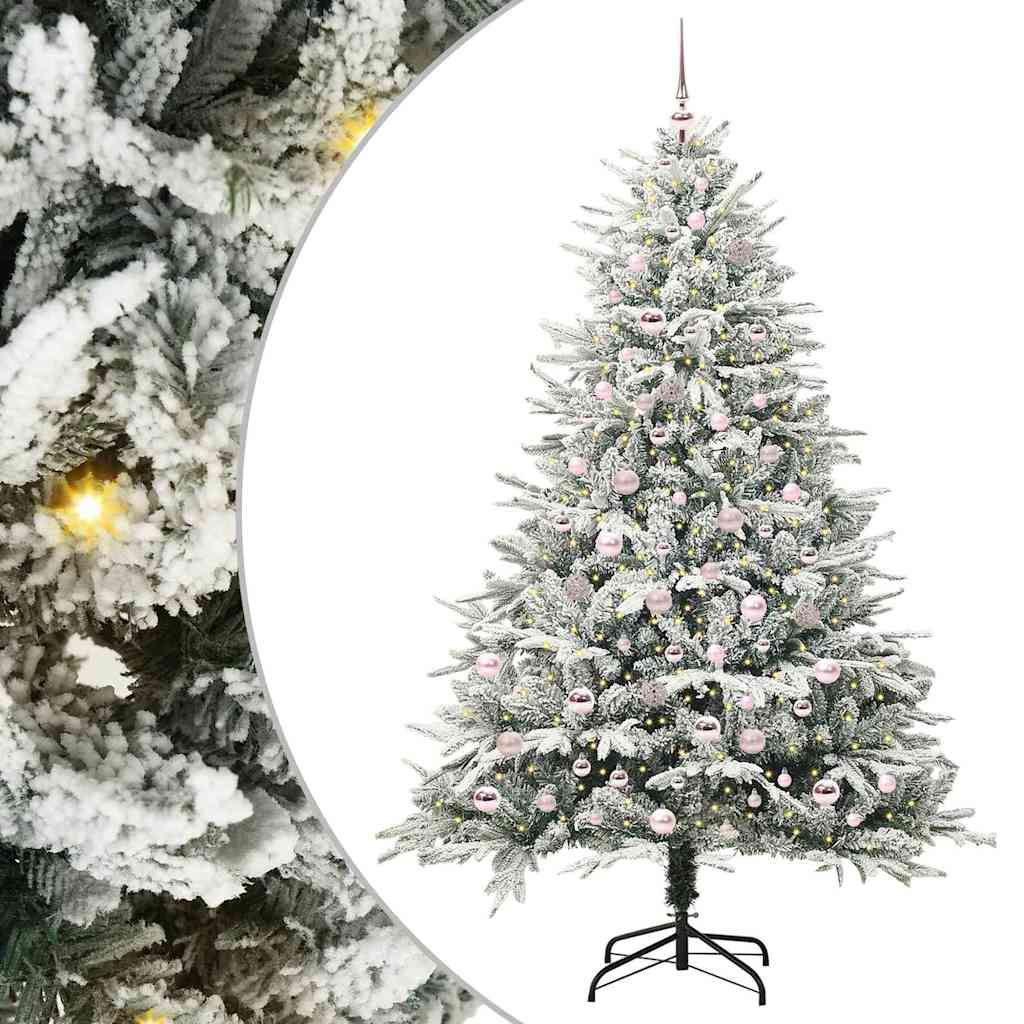 Kunstigt præ-dekoreret juletræ med kuglesæt Grøn 210 cm