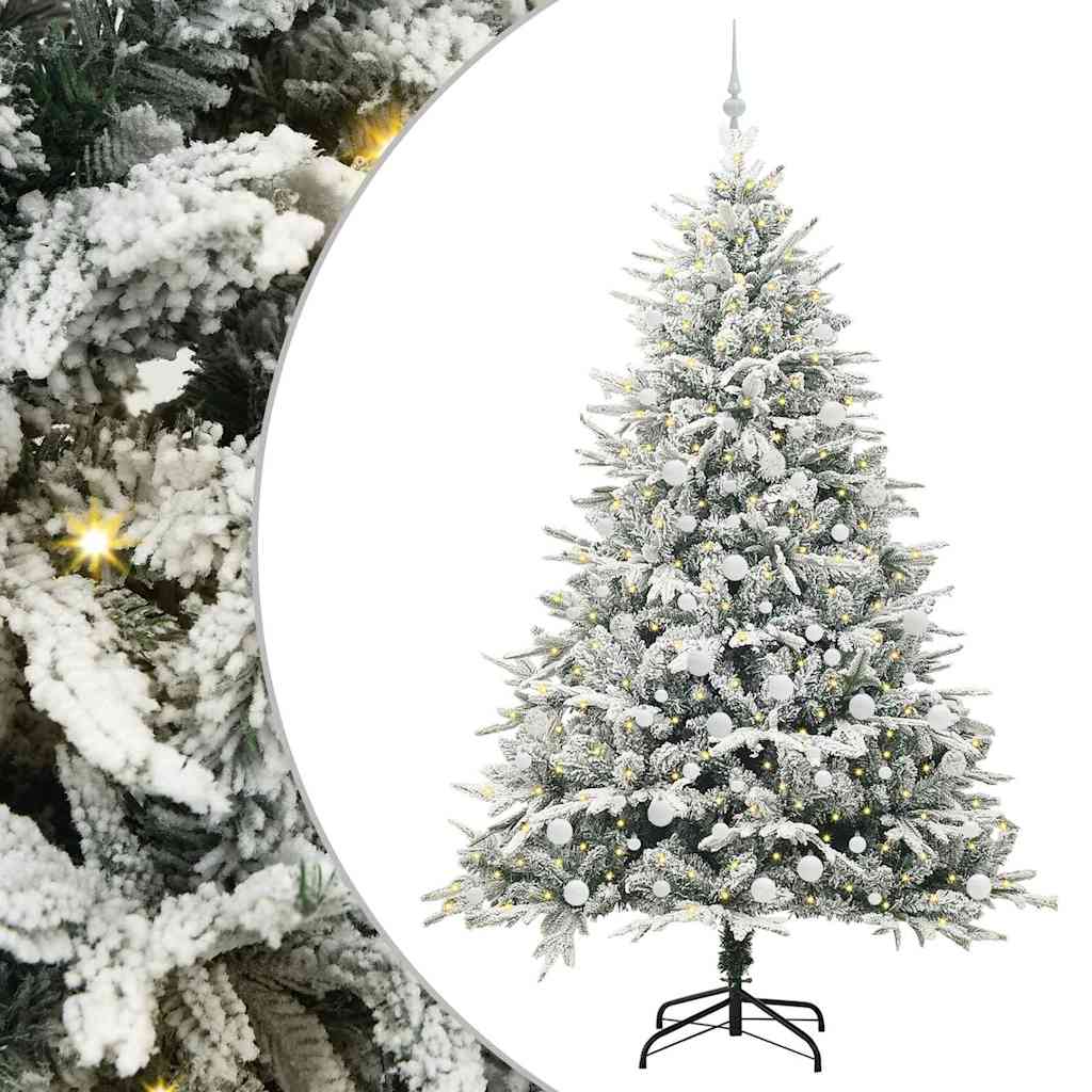 Kunstigt præ-dekoreret juletræ med kuglesæt Grøn 210 cm