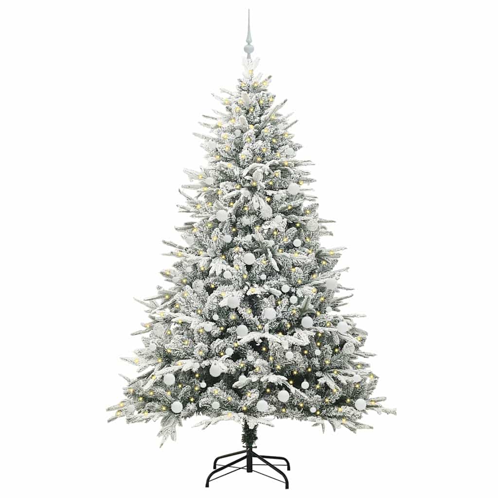 Kunstigt præ-dekoreret juletræ med kuglesæt Grøn 210 cm