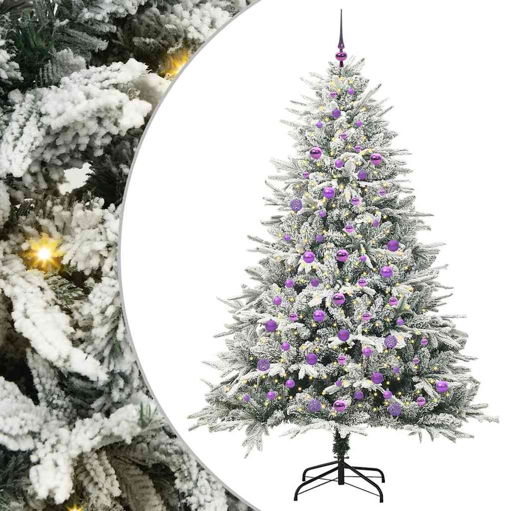 Kunstigt præ-dekoreret juletræ med kuglesæt Grøn 210 cm