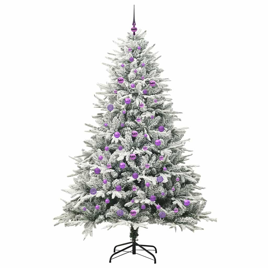 Kunstigt præ-dekoreret juletræ med kuglesæt Grøn 210 cm