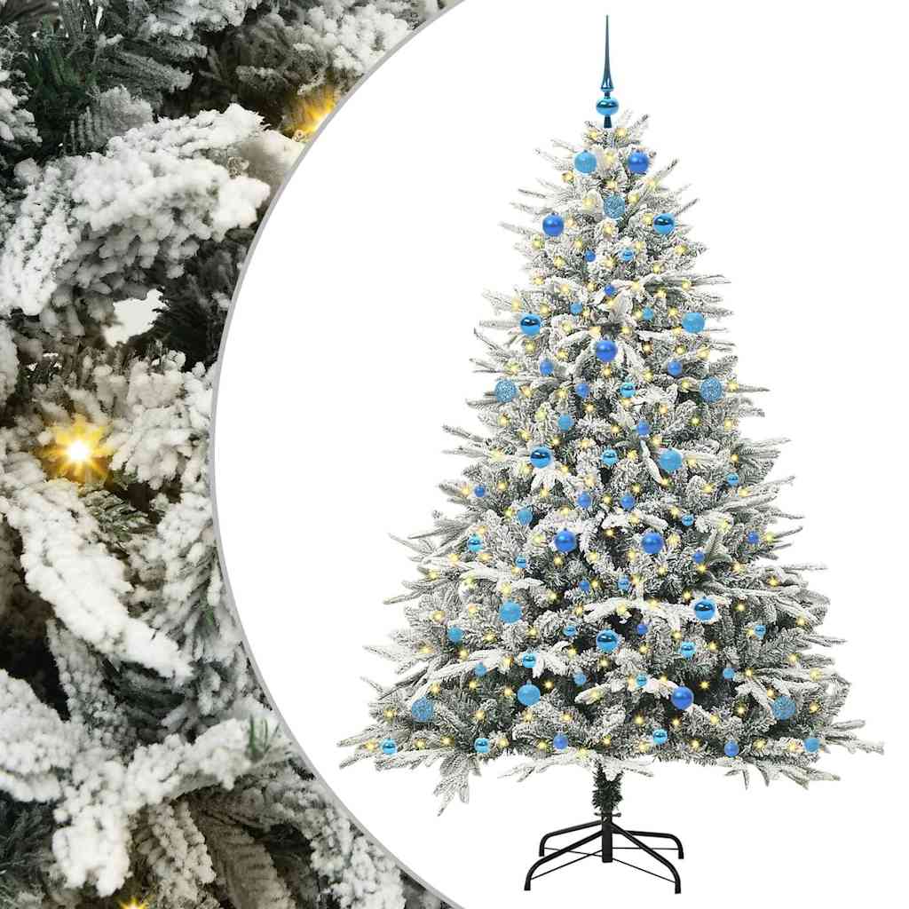 Kunstigt præ-dekoreret juletræ med kuglesæt Grøn 210 cm