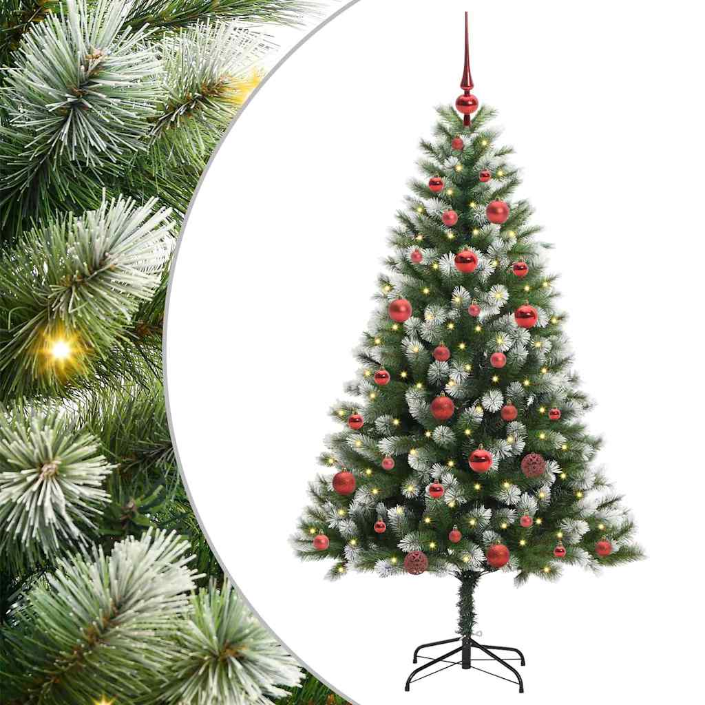 Kunstig Hængslet Juletræ med Flocket Sne 150 LED'er Varm hvid