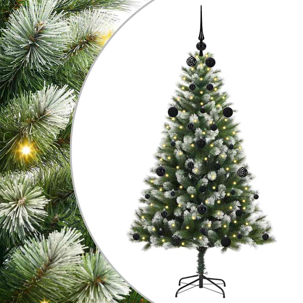 Kunstig Hængslet Juletræ med Flocket Sne 150 LED'er Varm hvid