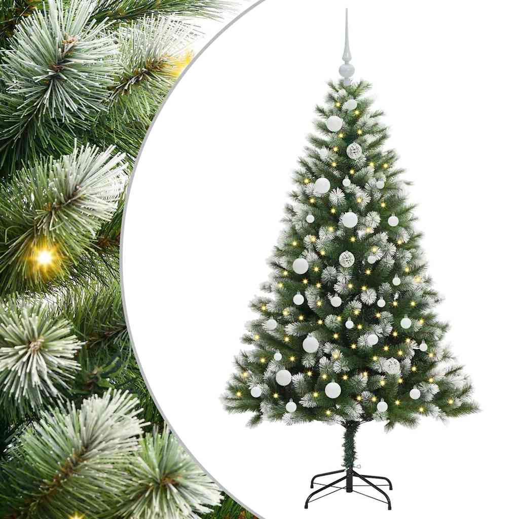 Kunstig Hængslet Juletræ med Flocket Sne 150 LED'er Varm hvid