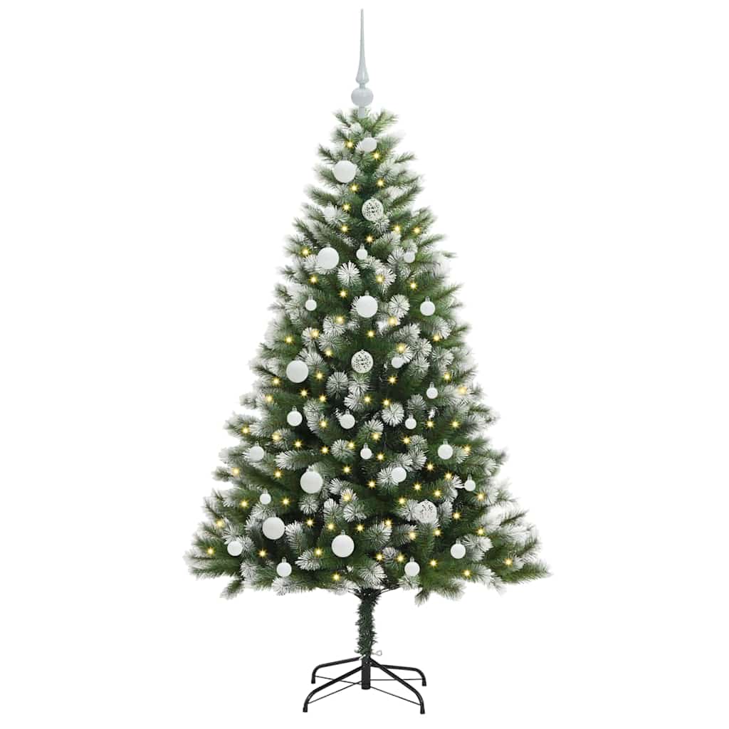 Kunstig Hængslet Juletræ med Flocket Sne 150 LED'er Varm hvid
