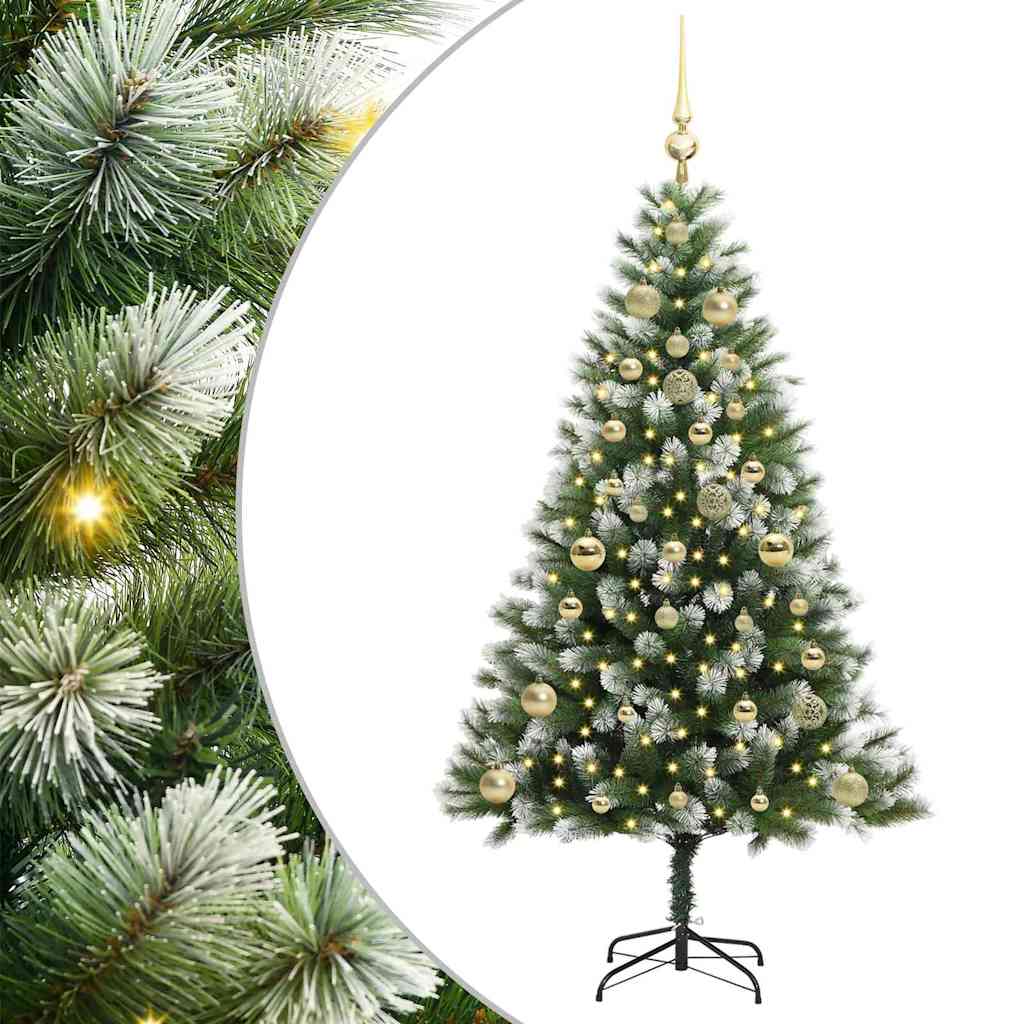 Kunstig Hængslet Juletræ med Flocket Sne 150 LED'er Varm hvid
