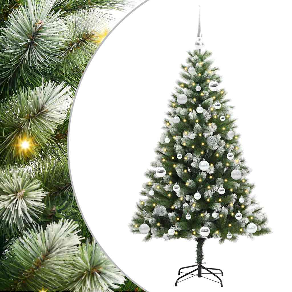 Kunstig Hængslet Juletræ med Flocket Sne 150 LED'er Varm hvid