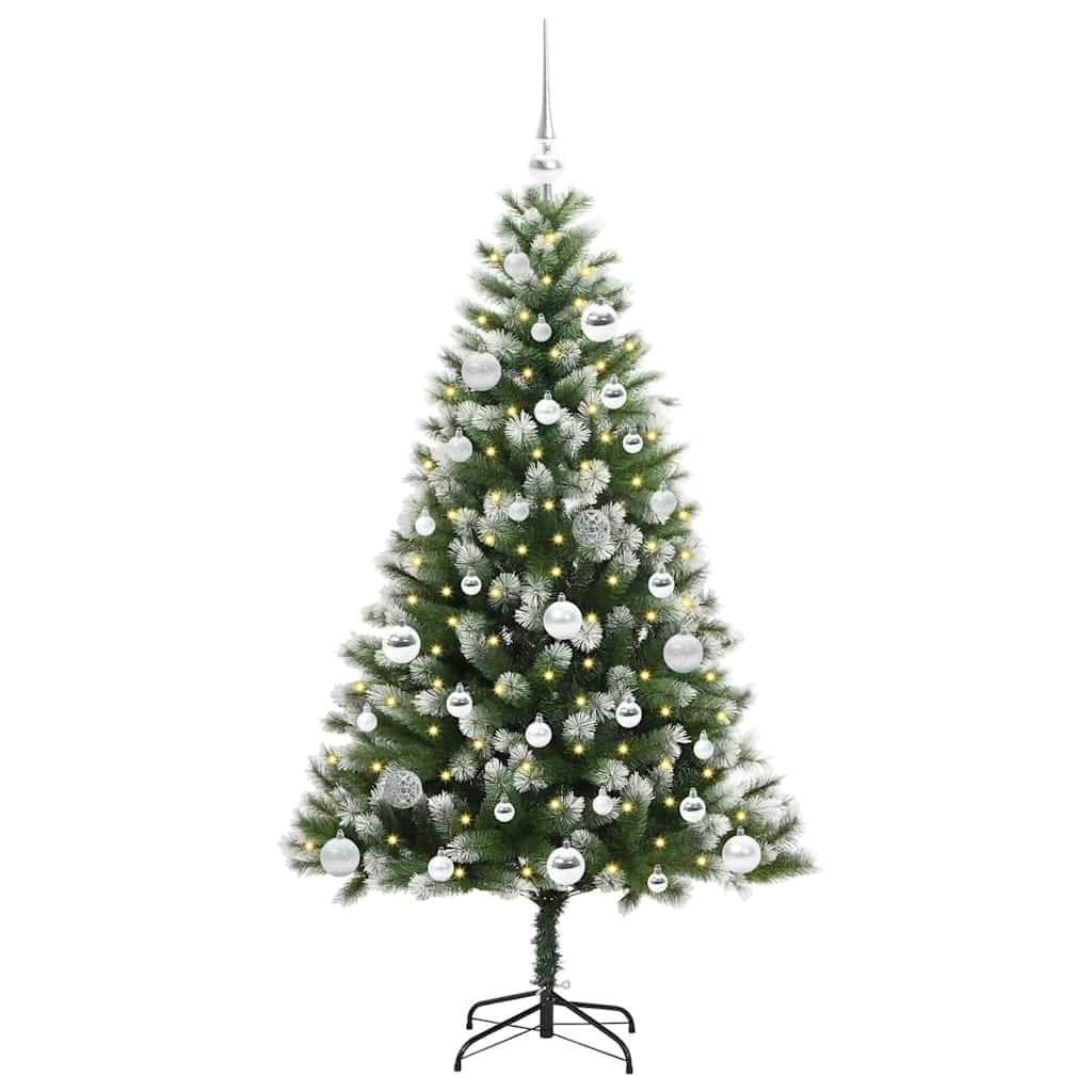Kunstig Hængslet Juletræ med Flocket Sne 150 LED'er Varm hvid