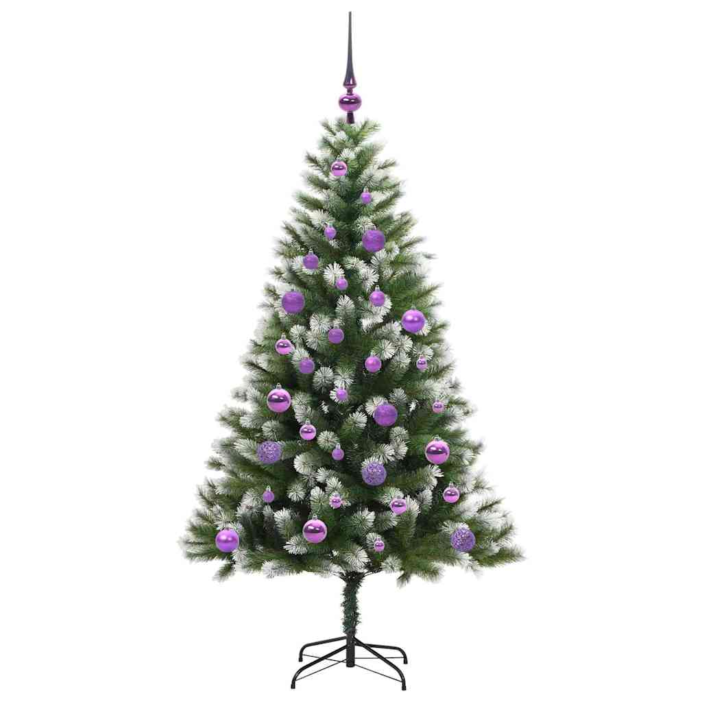 Kunstig Hængslet Juletræ med Flocket Sne 150 LED'er Varm hvid