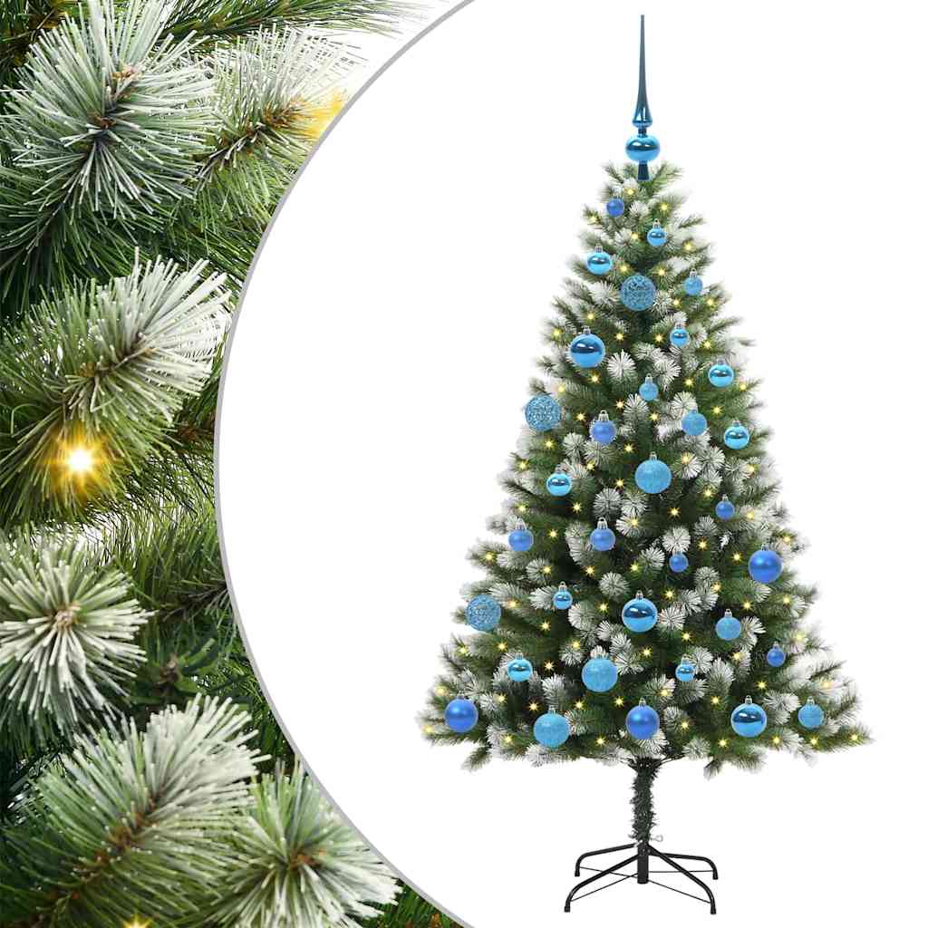 Kunstig Hængslet Juletræ med Flocket Sne 150 LED'er Varm hvid
