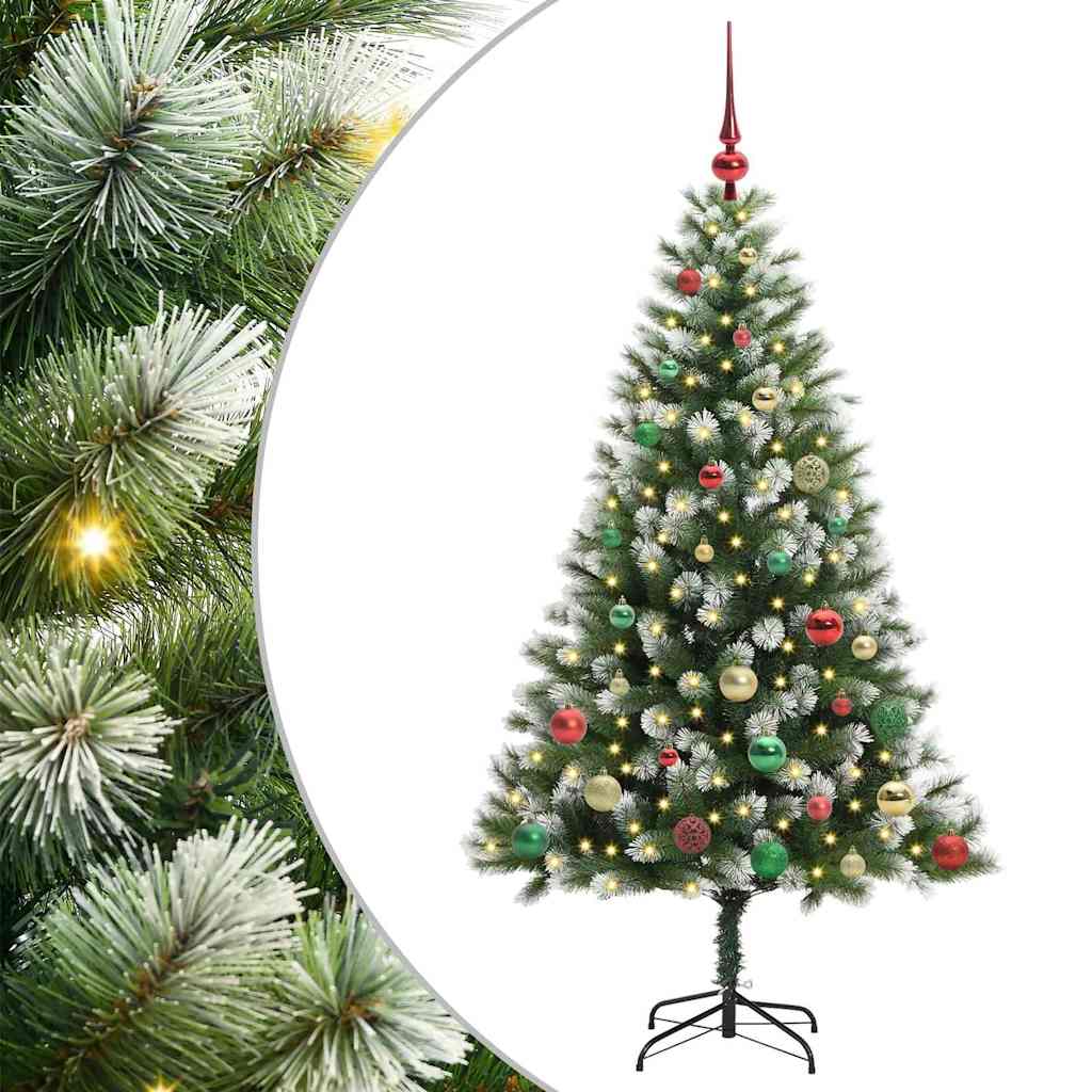 Kunstig Hængslet Juletræ med Flocket Sne 150 LED'er Varm hvid