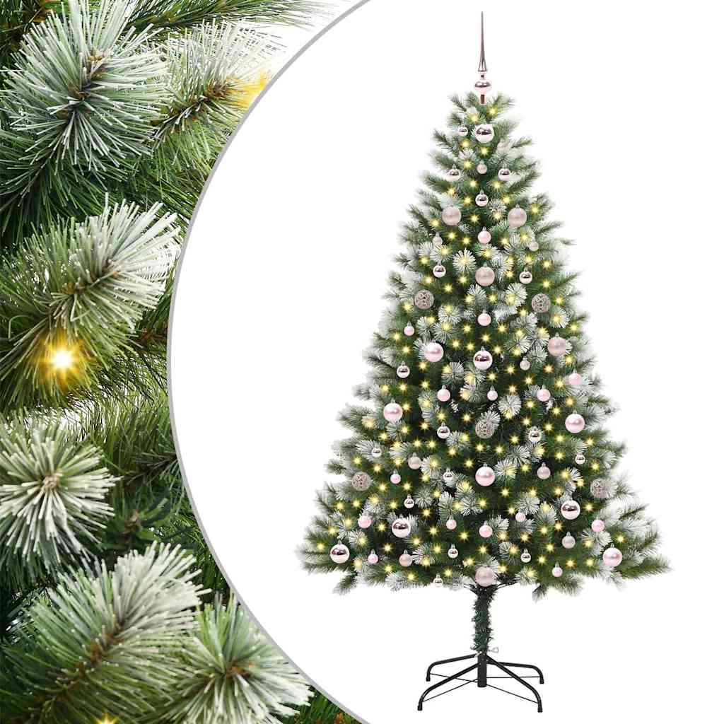 Kunstig Hængslet Juletræ med Flocket Sne 300 LED'er Varm hvid