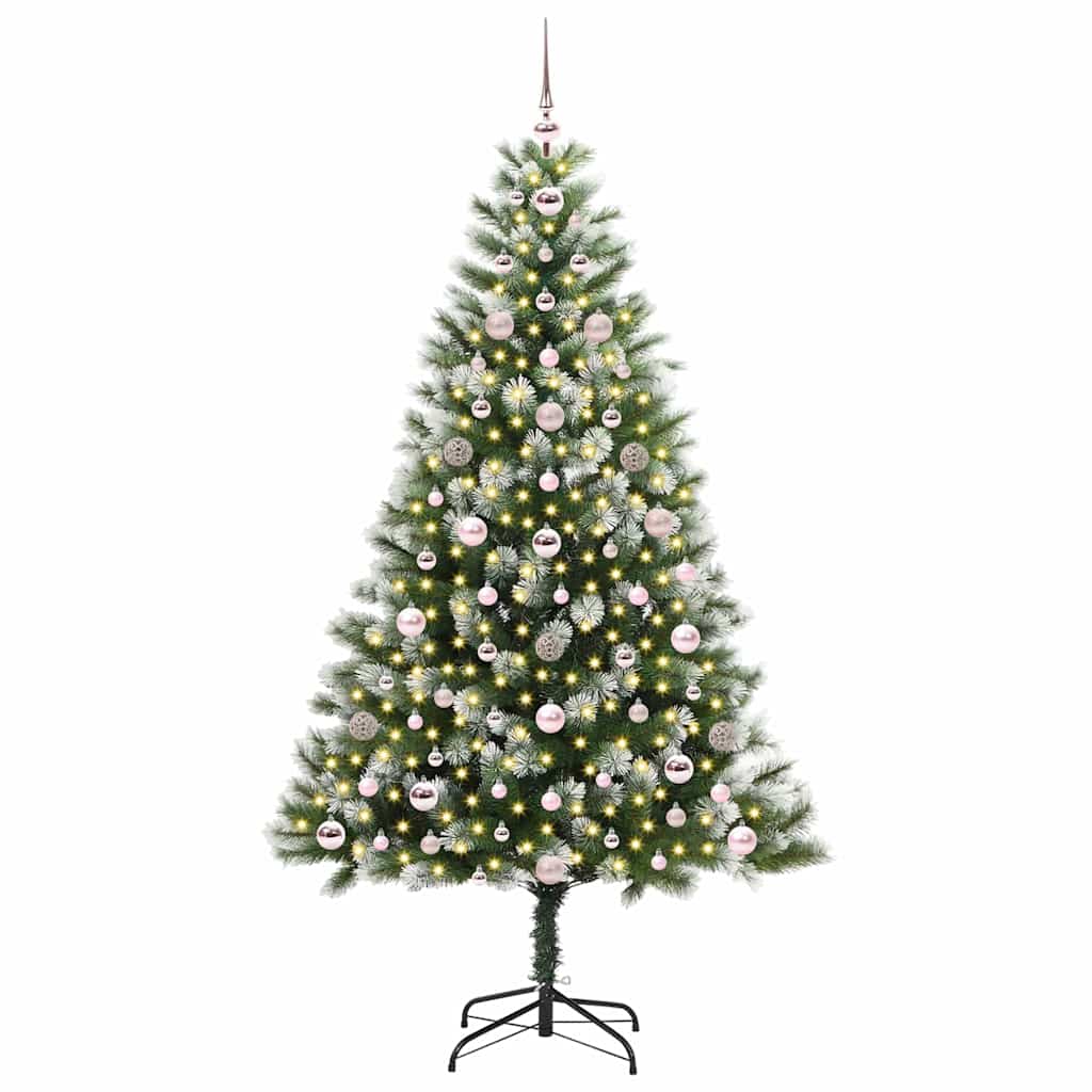 Kunstig Hængslet Juletræ med Flocket Sne 300 LED'er Varm hvid