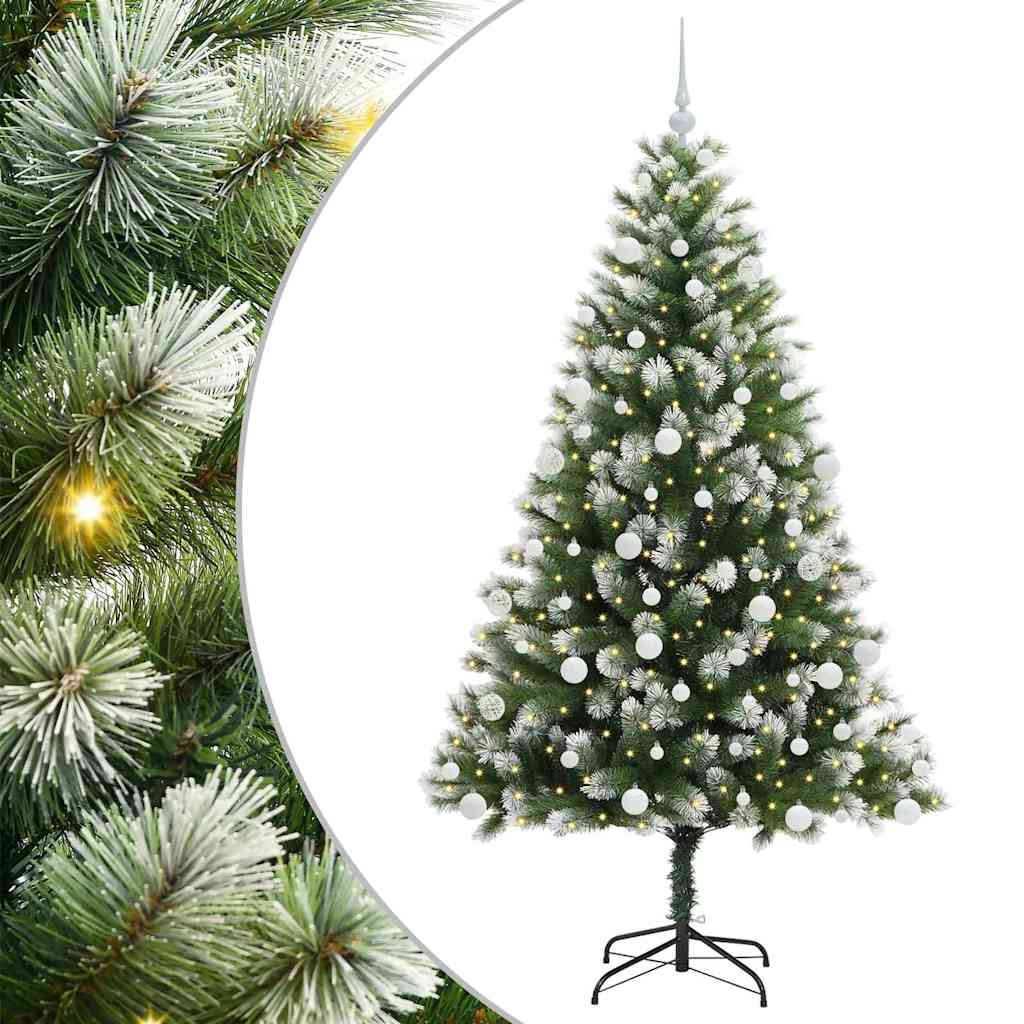 Kunstig Hængslet Juletræ med Flocket Sne 300 LED'er Varm hvid