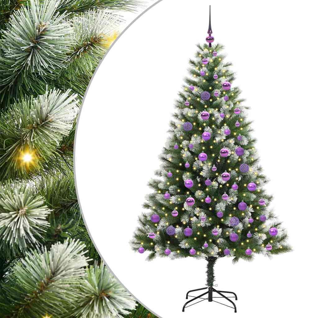 Kunstig Hængslet Juletræ med Flocket Sne 300 LED'er Varm hvid