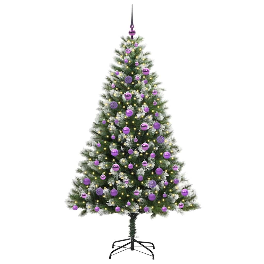 Kunstig Hængslet Juletræ med Flocket Sne 300 LED'er Varm hvid