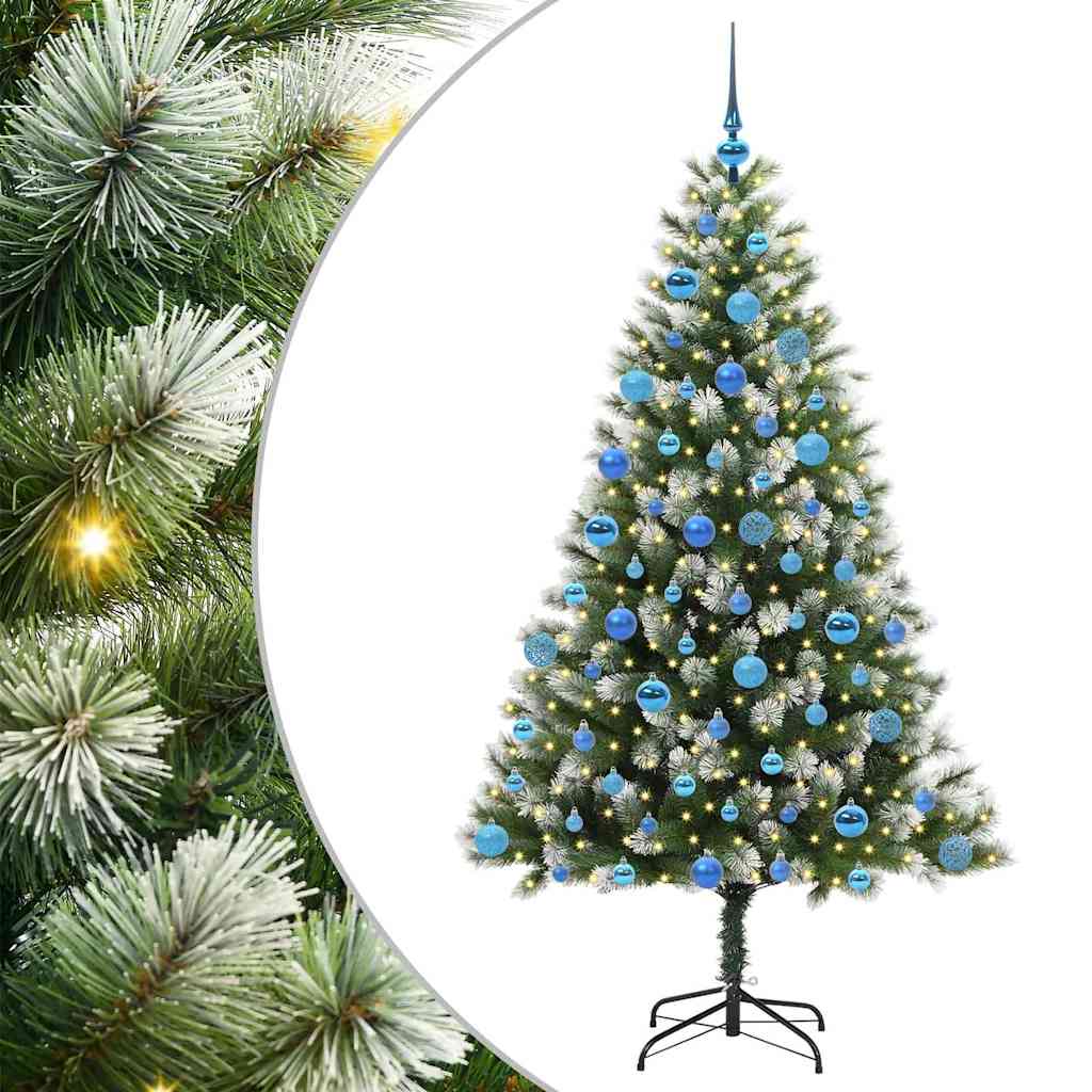Kunstig Hængslet Juletræ med Flocket Sne 300 LED'er Varm hvid