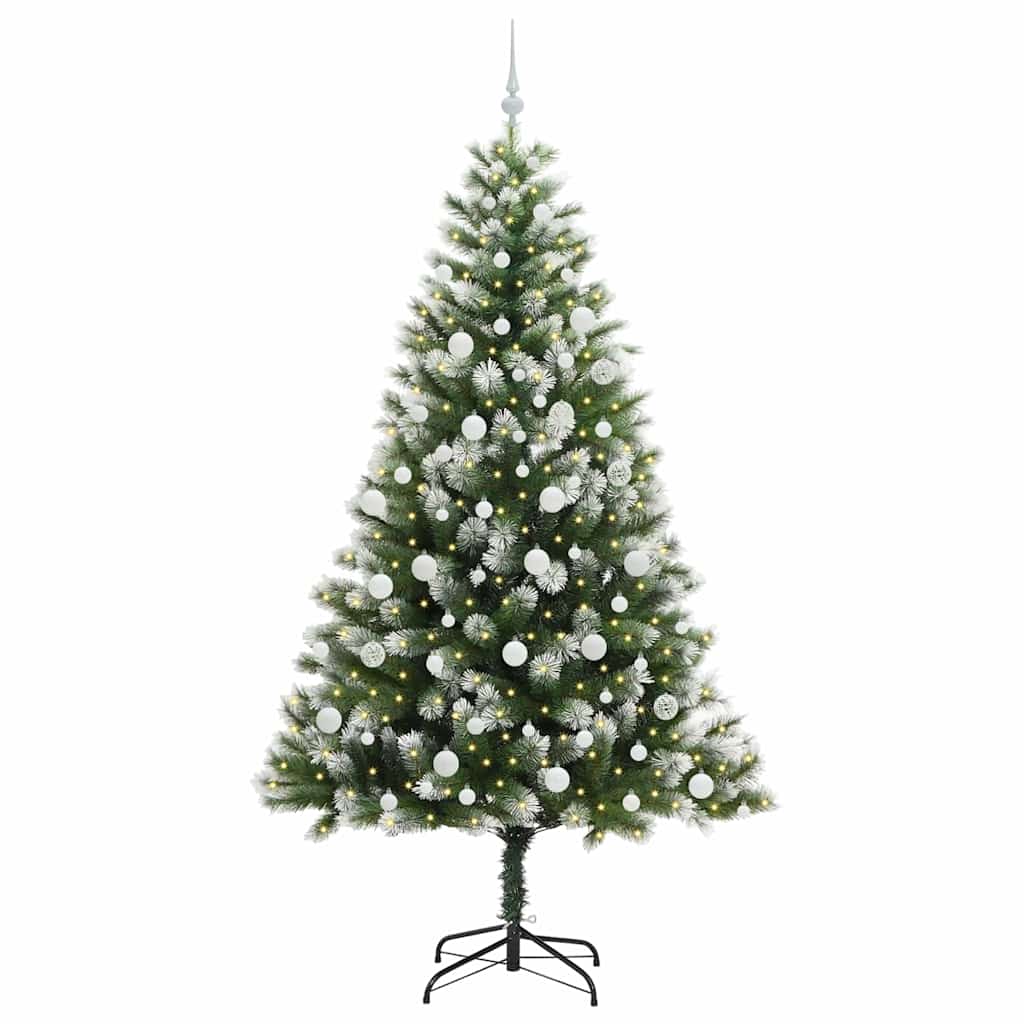 Kunstig Hængslet Juletræ med Flocket Sne 300 LED'er Varm hvid