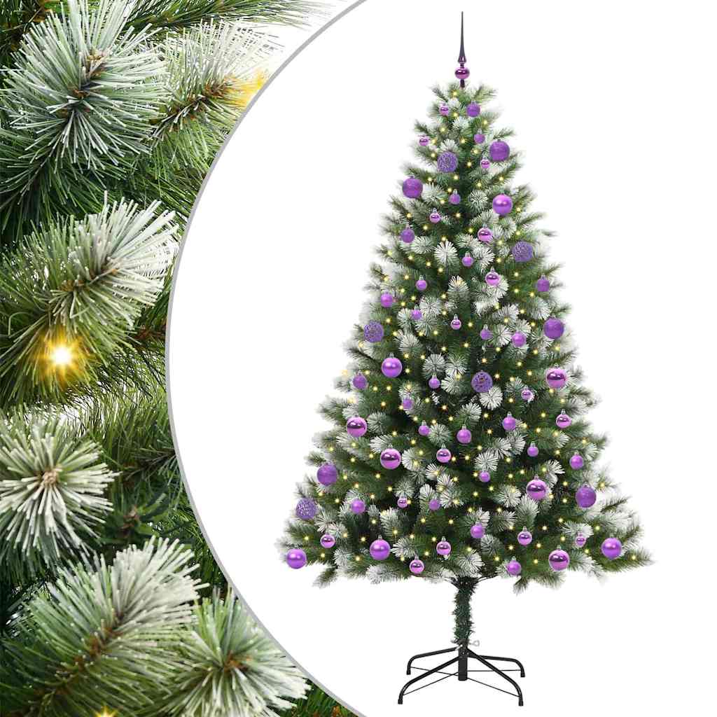 Kunstig Hængslet Juletræ med Flocket Sne 300 LED'er Varm hvid