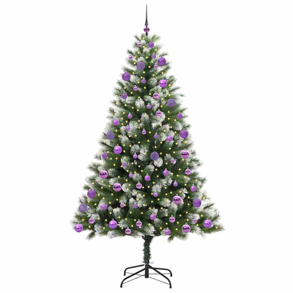 Kunstig Hængslet Juletræ med Flocket Sne 300 LED'er Varm hvid