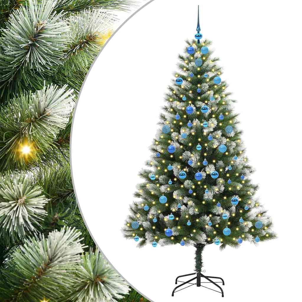 Kunstig Hængslet Juletræ med Flocket Sne 300 LED'er Varm hvid