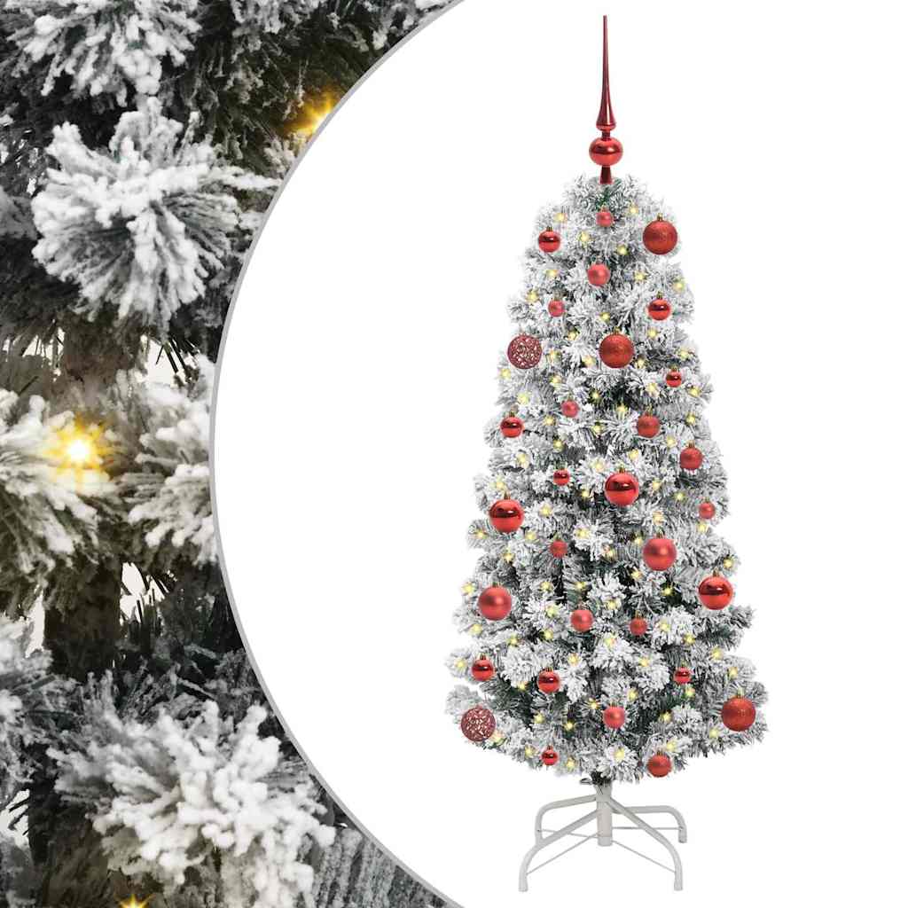 Kunstigt Hinged Juletræ 150 LED'er Grøn og Hvid 120 cm