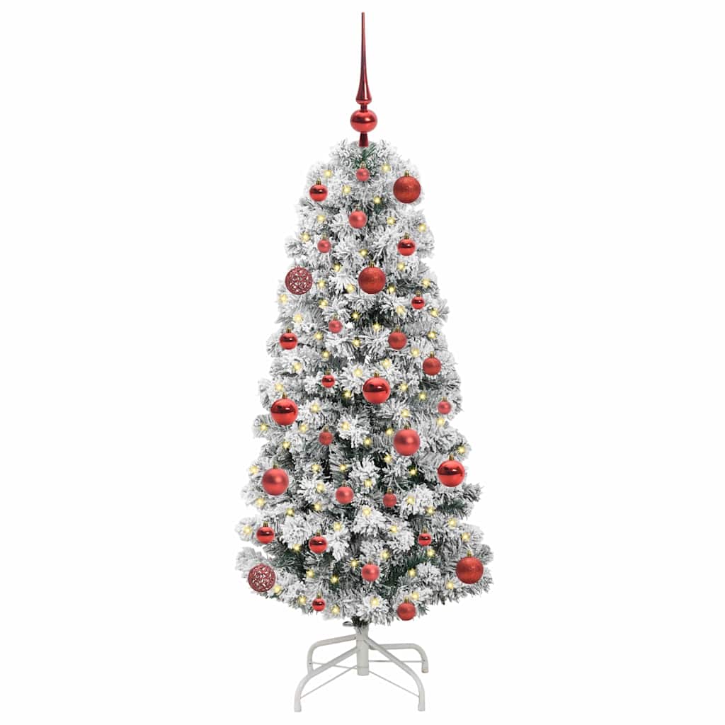 Kunstigt Hinged Juletræ 150 LED'er Grøn og Hvid 120 cm