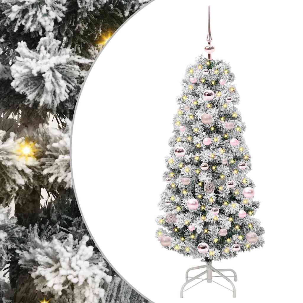 Kunstigt Hinged Juletræ 150 LED'er Grøn og Hvid 120 cm