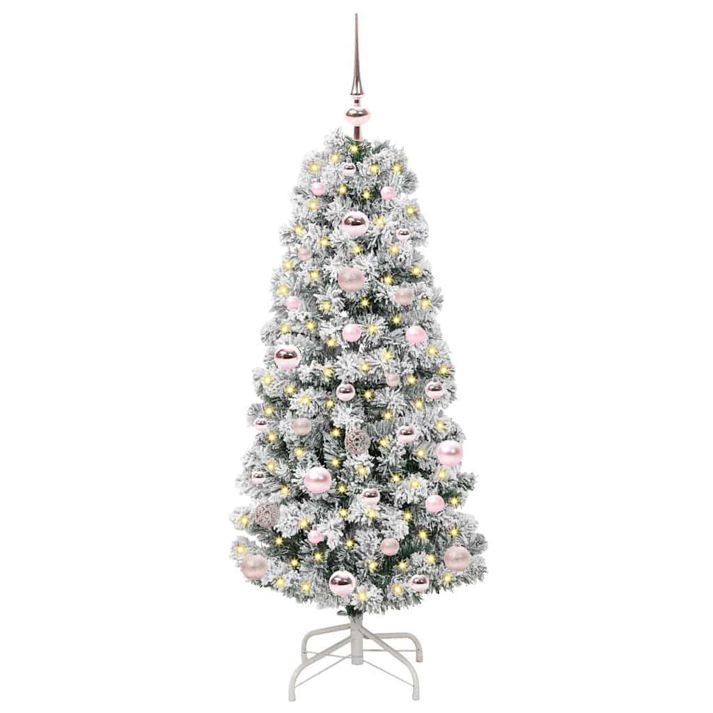Kunstigt Hinged Juletræ 150 LED'er Grøn og Hvid 120 cm