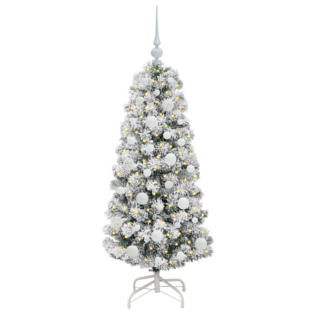 Kunstigt Hinged Juletræ 150 LED'er Grøn og Hvid 120 cm