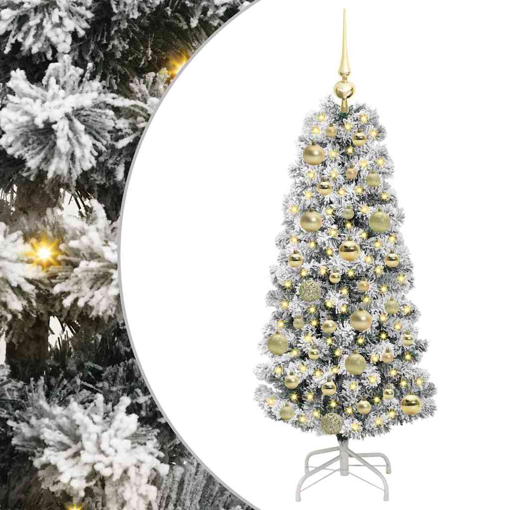 Kunstigt Hinged Juletræ 150 LED'er Grøn og Hvid 120 cm