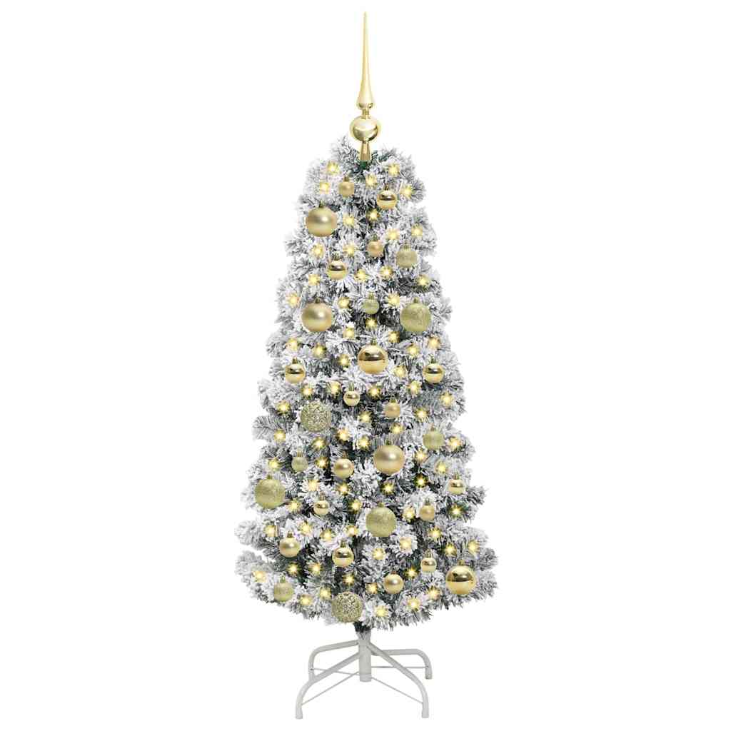 Kunstigt Hinged Juletræ 150 LED'er Grøn og Hvid 120 cm