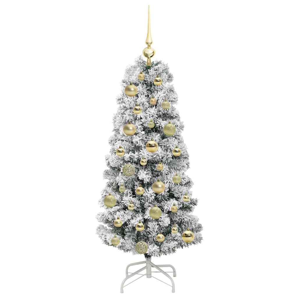 Kunstigt Hinged Juletræ 150 LED'er Grøn og Hvid 120 cm