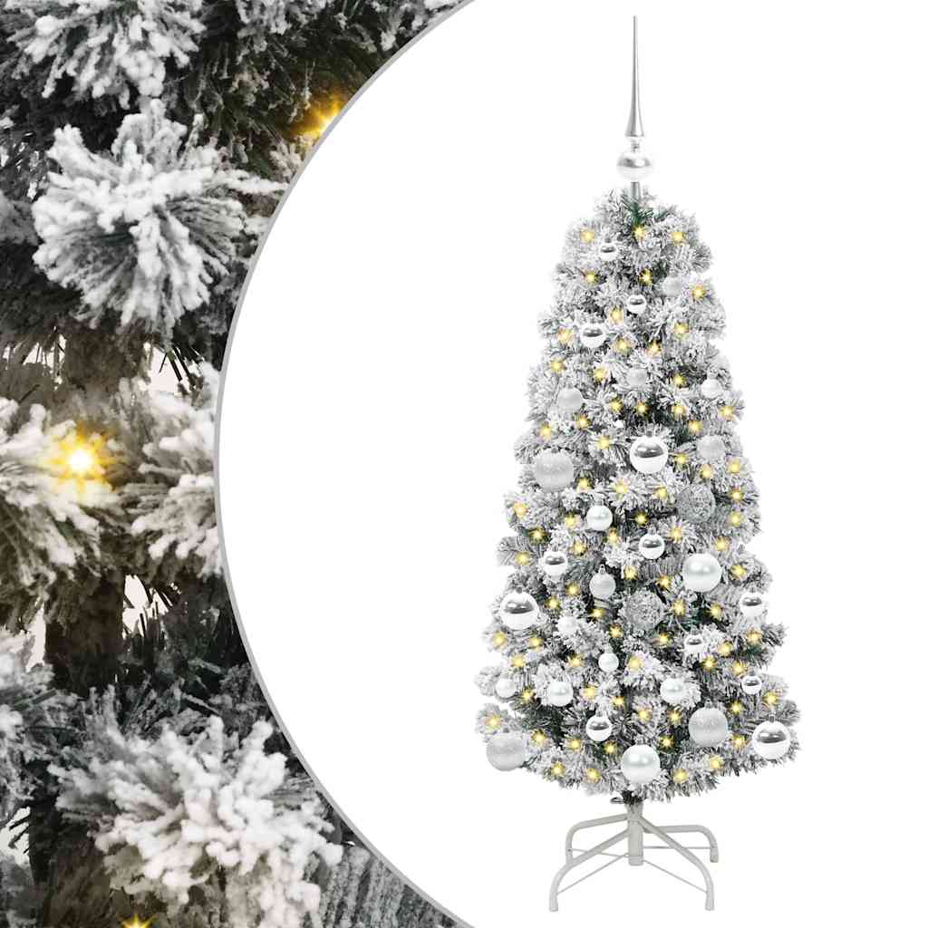 Kunstigt Hinged Juletræ 150 LED'er Grøn og Hvid 120 cm