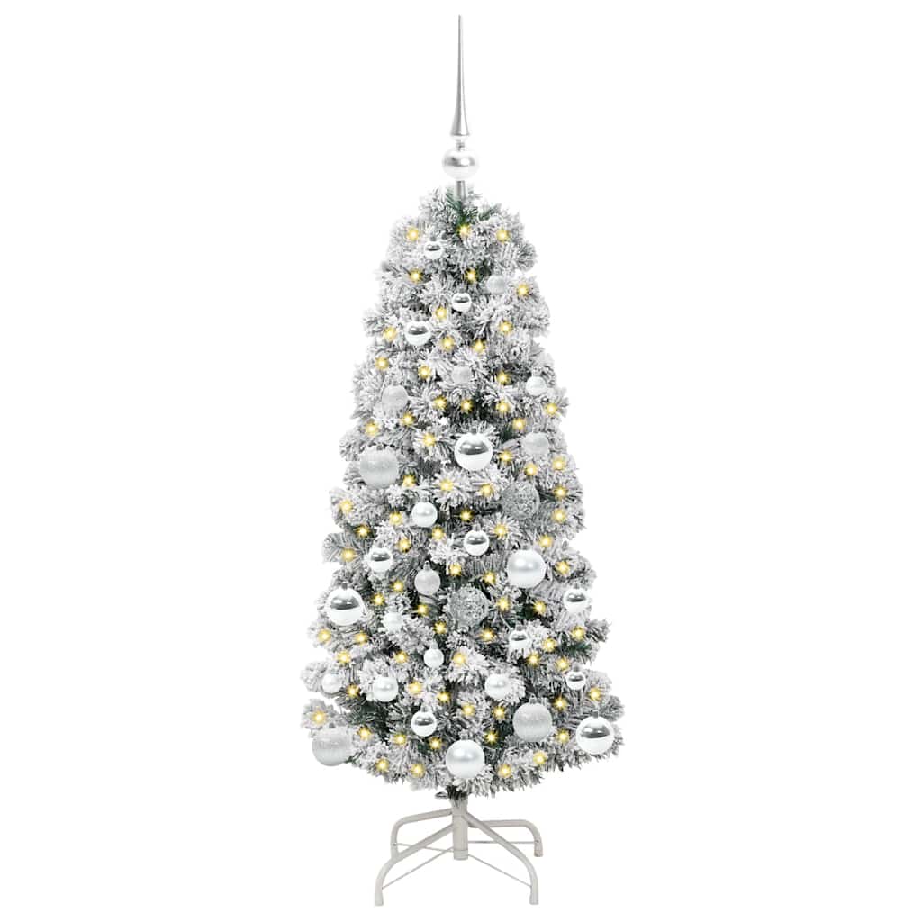 Kunstigt Hinged Juletræ 150 LED'er Grøn og Hvid 120 cm