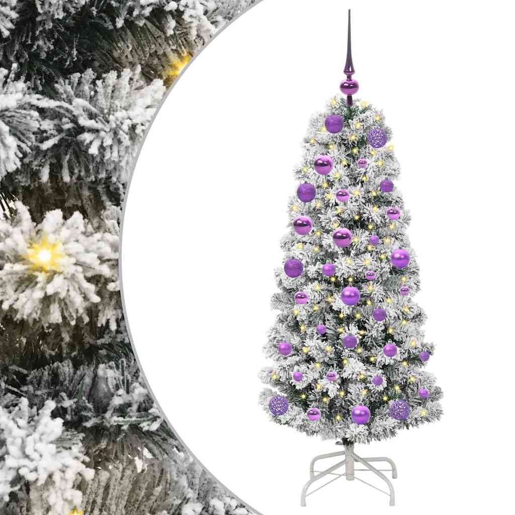 Kunstigt Hinged Juletræ 150 LED'er Grøn og Hvid 120 cm