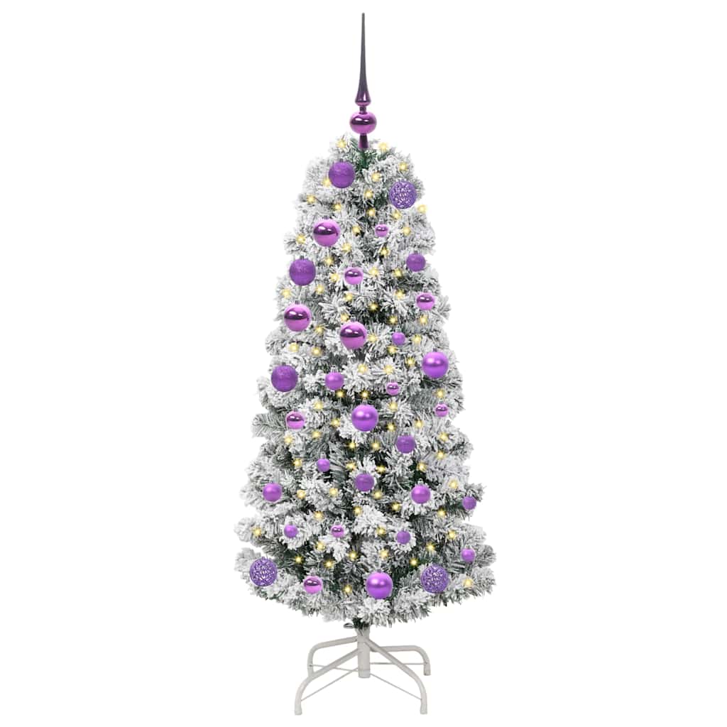 Kunstigt Hinged Juletræ 150 LED'er Grøn og Hvid 120 cm