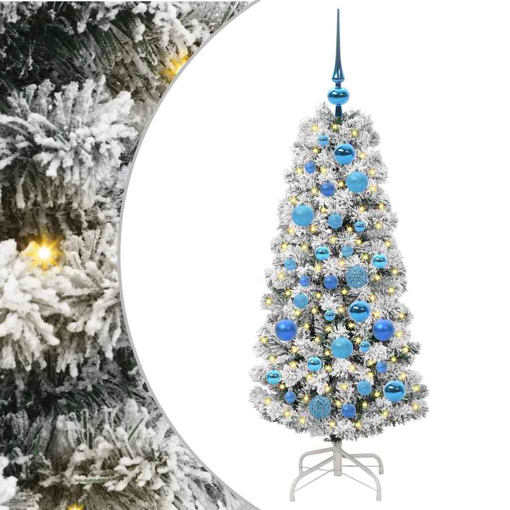 Kunstigt Hinged Juletræ 150 LED'er Grøn og Hvid 120 cm