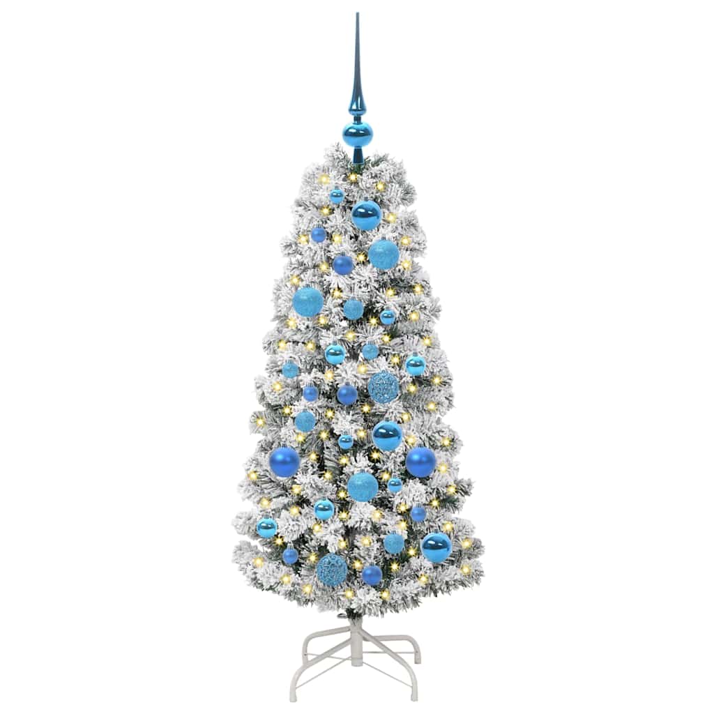 Kunstigt Hinged Juletræ 150 LED'er Grøn og Hvid 120 cm