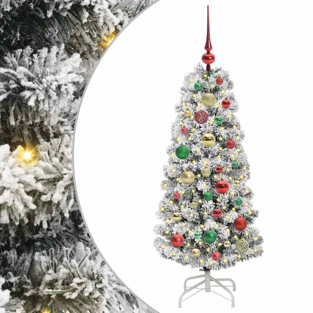 Kunstigt Hinged Juletræ 150 LED'er Grøn og Hvid 120 cm