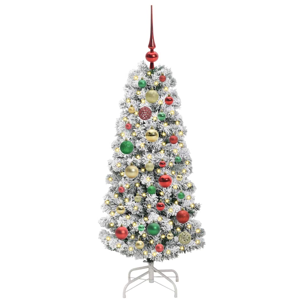 Kunstigt Hinged Juletræ 150 LED'er Grøn og Hvid 120 cm