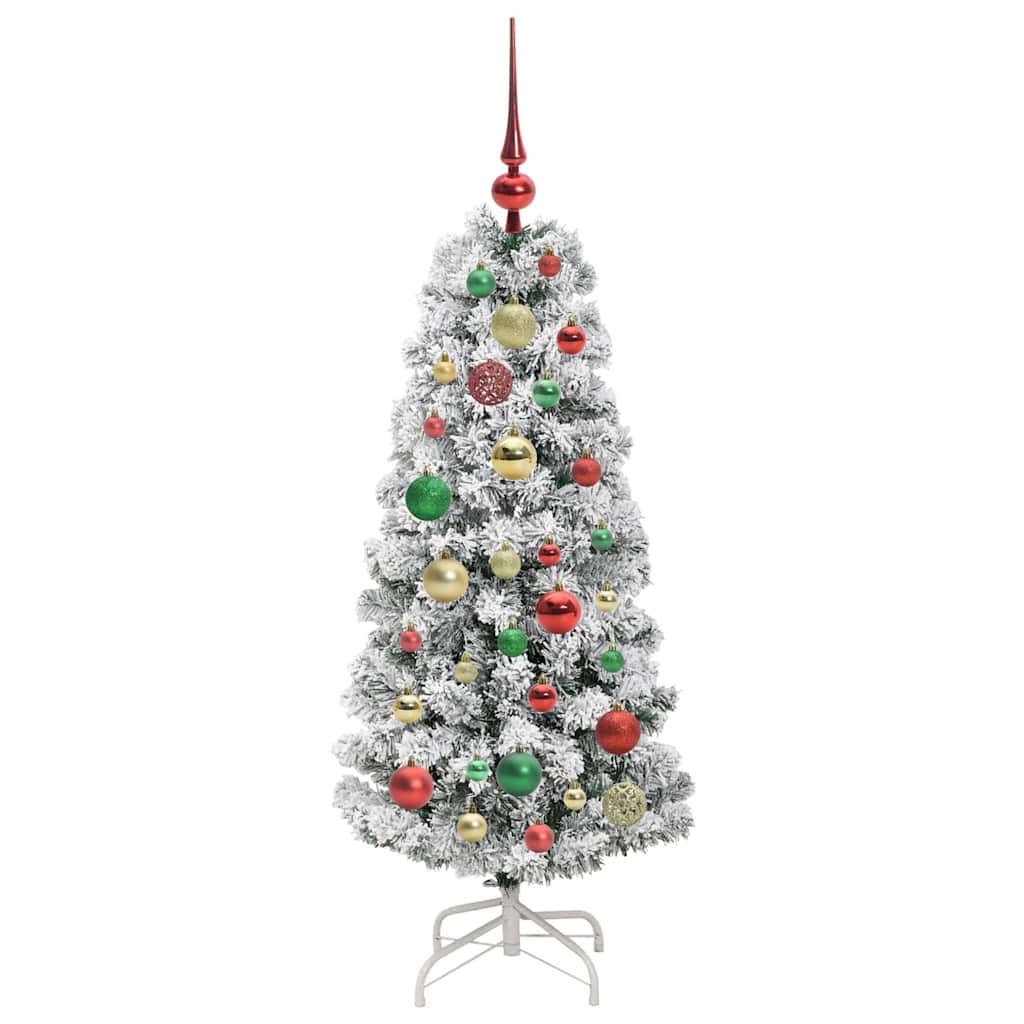 Kunstigt Hinged Juletræ 150 LED'er Grøn og Hvid 120 cm