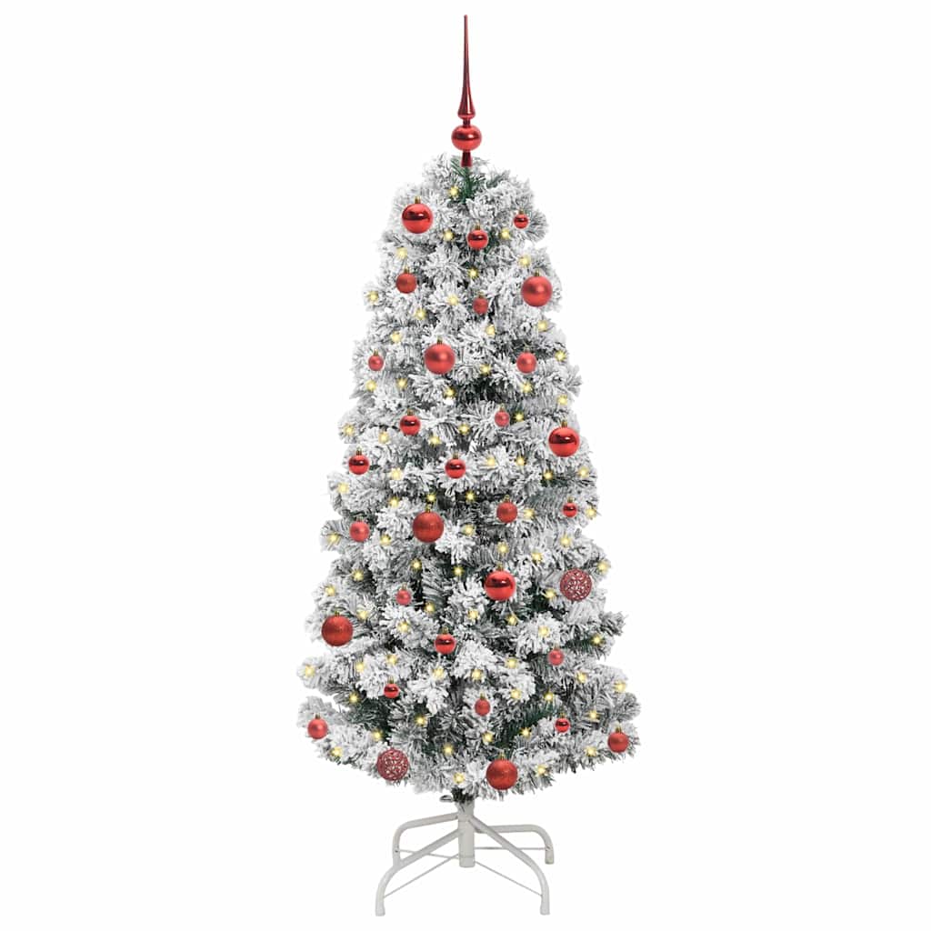 Kunstigt Hinged Juletræ 150 LED'er Grøn og Hvid 150 cm