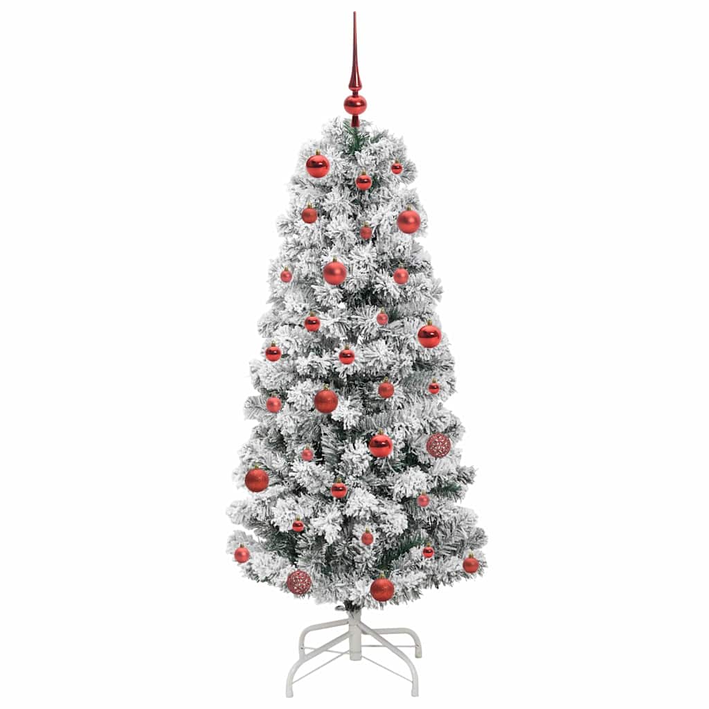Kunstigt Hinged Juletræ 150 LED'er Grøn og Hvid 150 cm