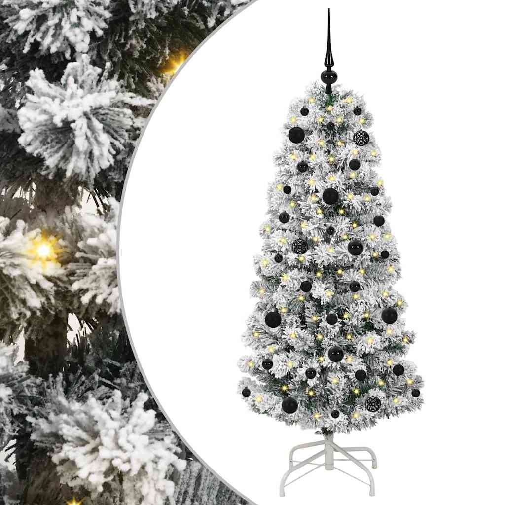 Kunstigt Hinged Juletræ 150 LED'er Grøn og Hvid 150 cm
