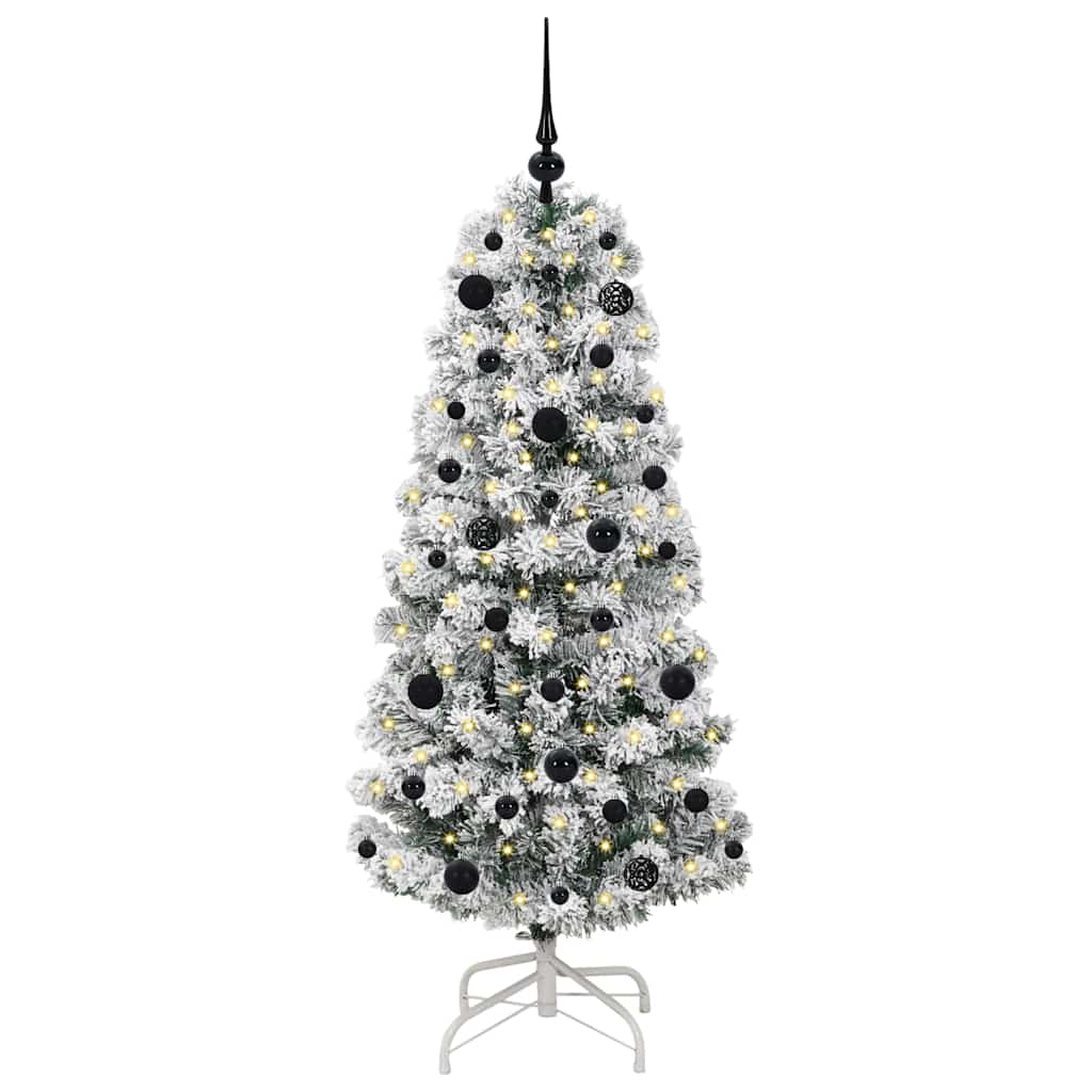 Kunstigt Hinged Juletræ 150 LED'er Grøn og Hvid 150 cm