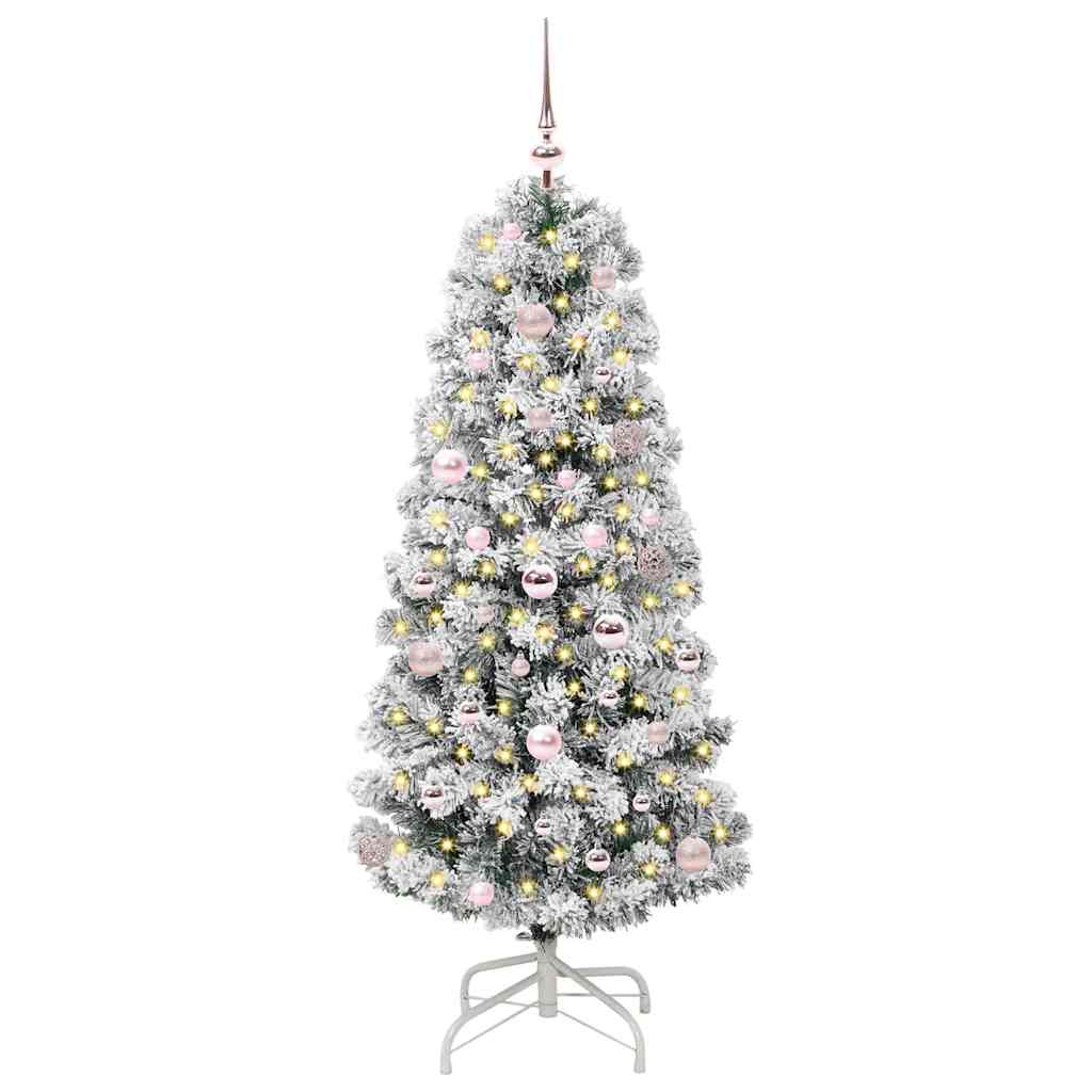 Kunstigt Hinged Juletræ 150 LED'er Grøn og Hvid 150 cm