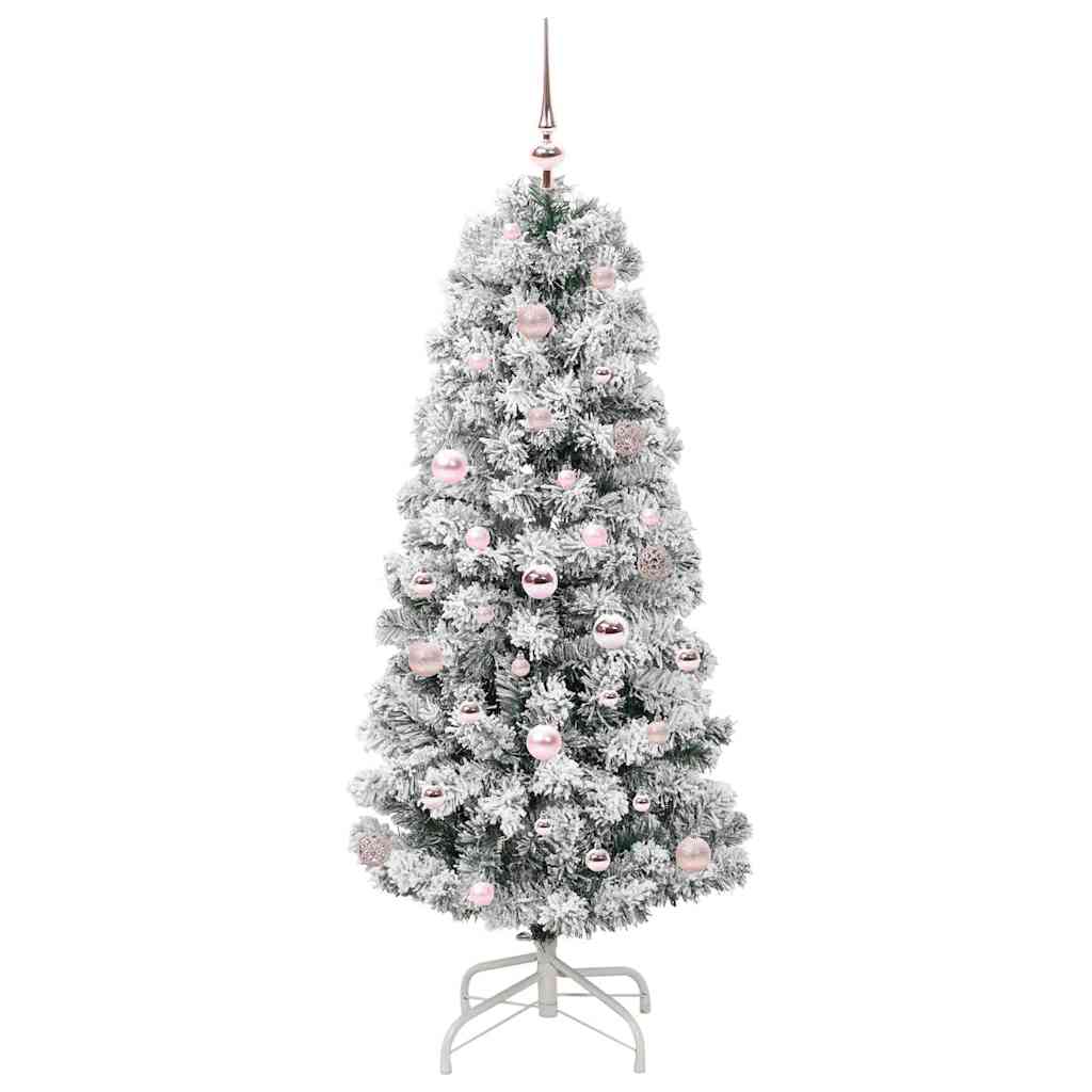 Kunstigt Hinged Juletræ 150 LED'er Grøn og Hvid 150 cm